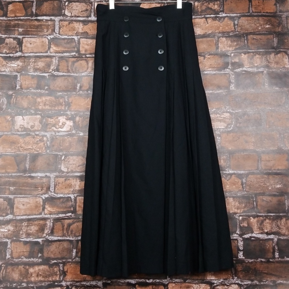 ESCADA| Black Wool Long Pleated Maxi Skirt - Picture 1 of 8